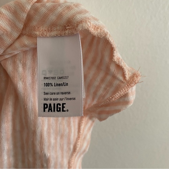 Paige Rylen 100% linen light pink stripe tank top with twist straps. - Picture 3 of 6